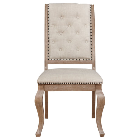 Side Chair - Brockway Tufted Side Chairs Cream and Barley Brown (Set of 2)