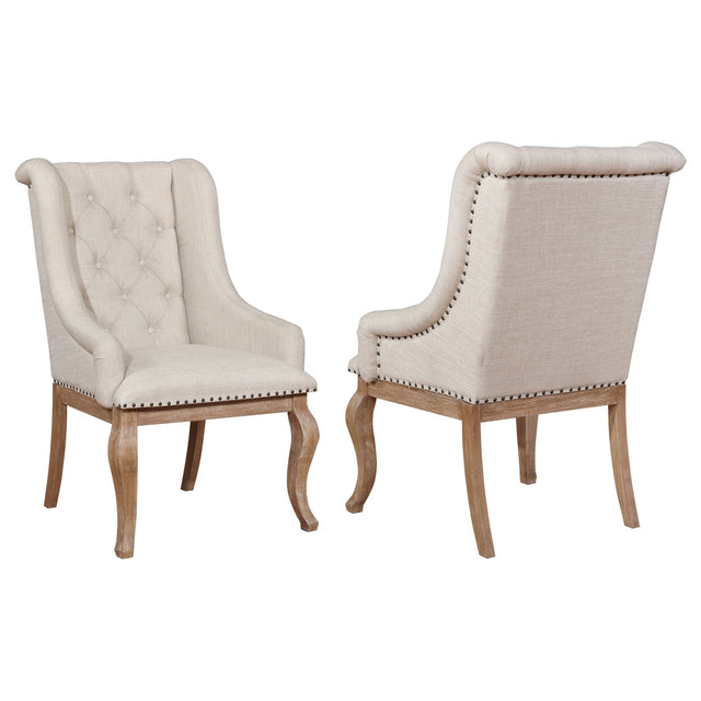 Brockway Tufted Arm Chairs Cream and Barley Brown (Set of 2) | Coaster | Home Elegance USA