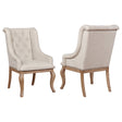 Arm Chair - Brockway Tufted Arm Chairs Cream and Barley Brown (Set of 2)