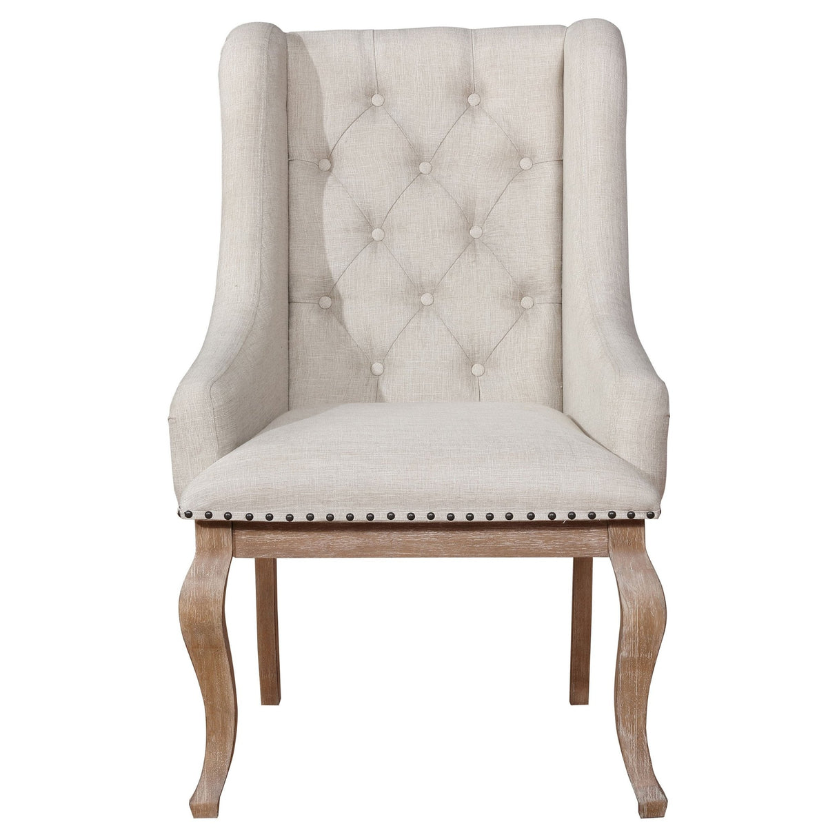 Brockway Tufted Arm Chairs Cream and Barley Brown (Set of 2) | Coaster | Home Elegance USA