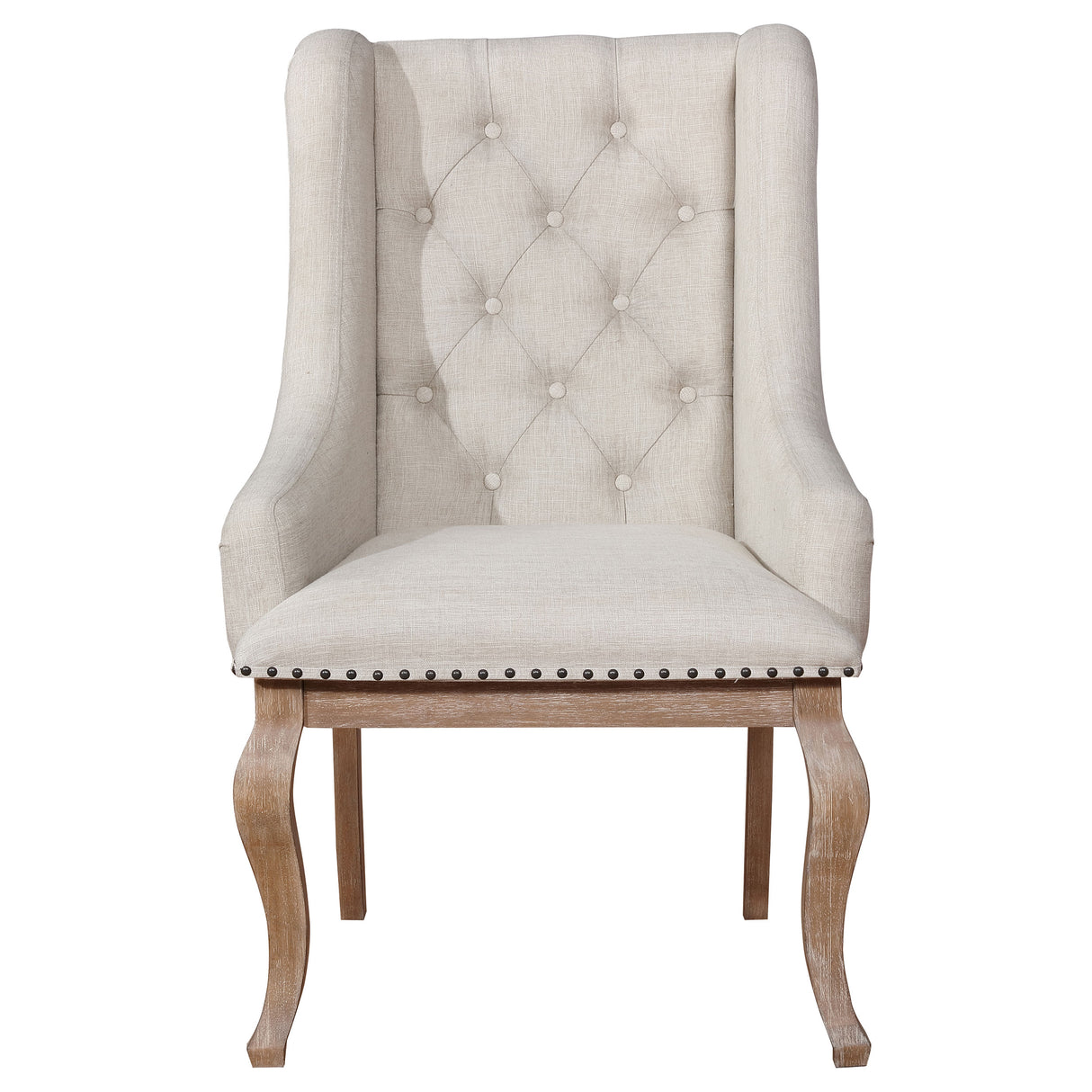 Arm Chair - Brockway Tufted Arm Chairs Cream and Barley Brown (Set of 2)