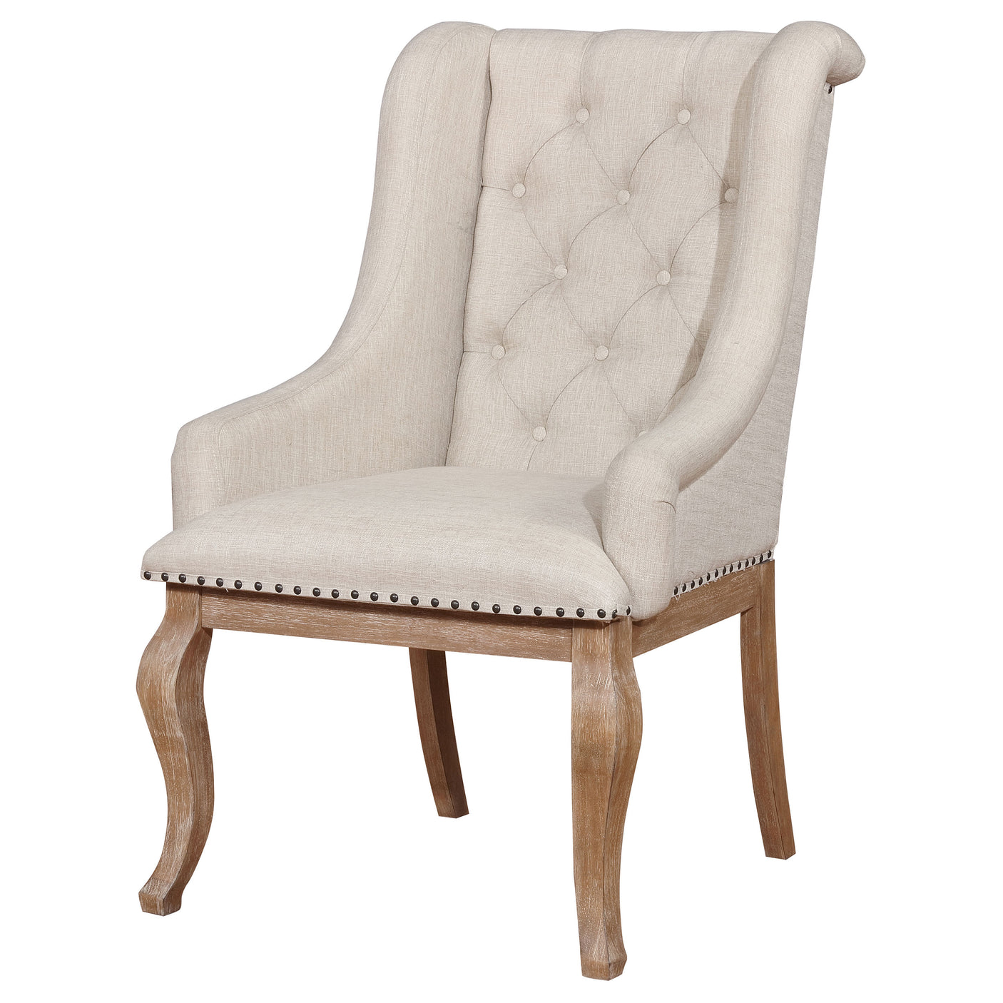 Arm Chair - Brockway Tufted Arm Chairs Cream and Barley Brown (Set of 2)