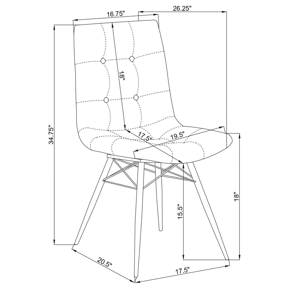 Aiken Tufted Dining Chairs Charcoal (Set of 4) | Coaster | Home Elegance USA