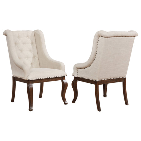 Brockway Tufted Arm Chairs Cream and Antique Java (Set of 2) | Coaster | Home Elegance USA