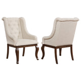 Arm Chair - Brockway Tufted Arm Chairs Cream and Antique Java (Set of 2)