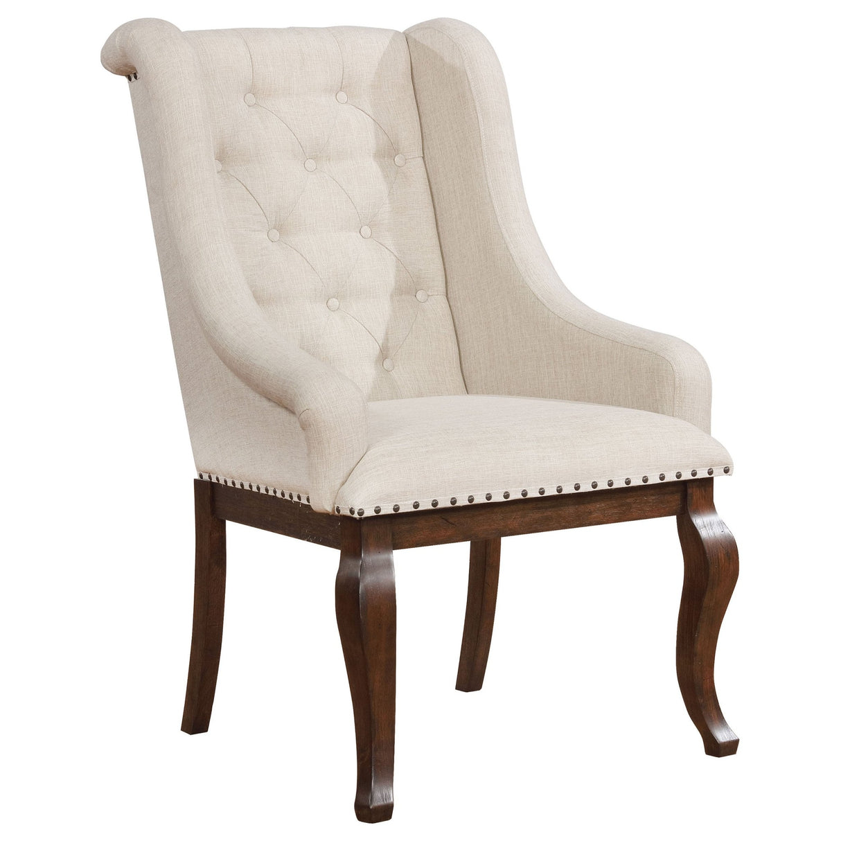 Brockway Tufted Arm Chairs Cream and Antique Java (Set of 2) | Coaster | Home Elegance USA