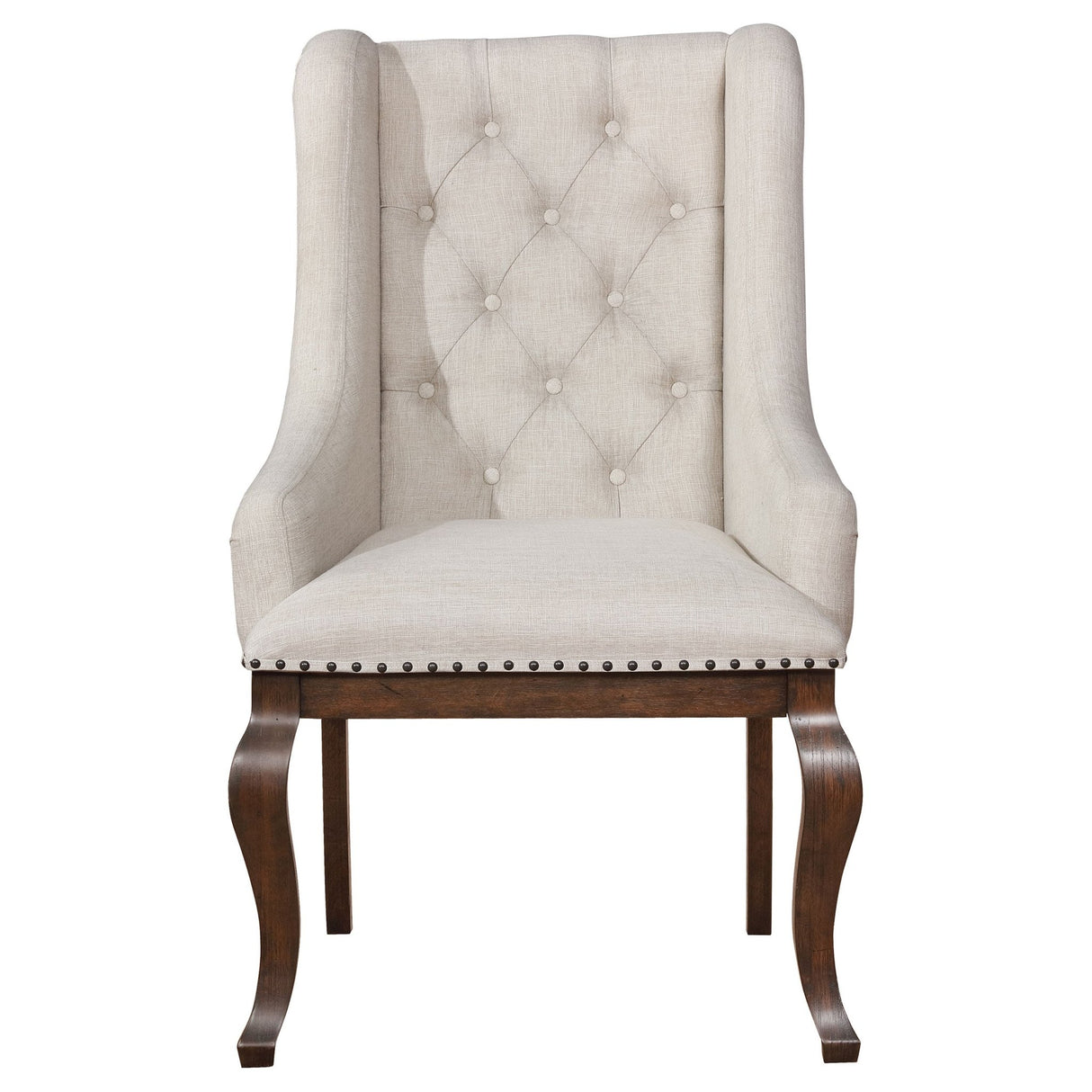 Brockway Tufted Arm Chairs Cream and Antique Java (Set of 2) | Coaster | Home Elegance USA