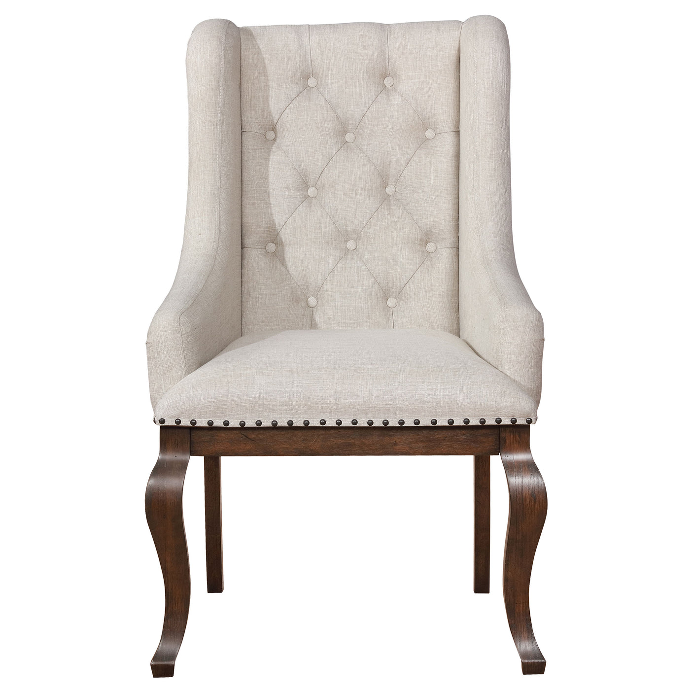 Arm Chair - Brockway Tufted Arm Chairs Cream and Antique Java (Set of 2)