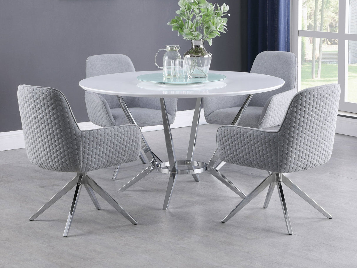 Abby 5 - piece Dining Set White and Light Grey - 110321 - S5 - image - 1