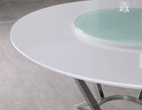 Dining Table With Lazy Susan - Abby Round Dining Table with Lazy Susan White and Chrome | Coaster - 110321 - Home Elegance USA - 3