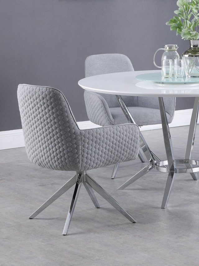 Abby Flare Arm Side Chair Light Grey and Chrome | Coaster | Home Elegance USA