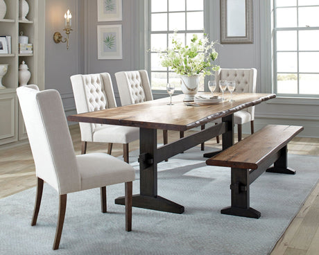 Bexley Rectangular Live Edge Dining Set Natural Honey and Espresso | Coaster | Home Elegance USA