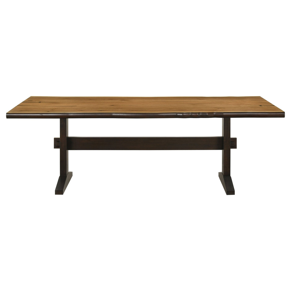 Bexley Live Edge Trestle Dining Table Natural Honey and Espresso | Coaster | Home Elegance USA