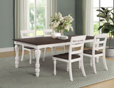 Madelyn 5 - piece Rectangle Dining Set Dark Cocoa and Coastal White | Coaster | Home Elegance USA