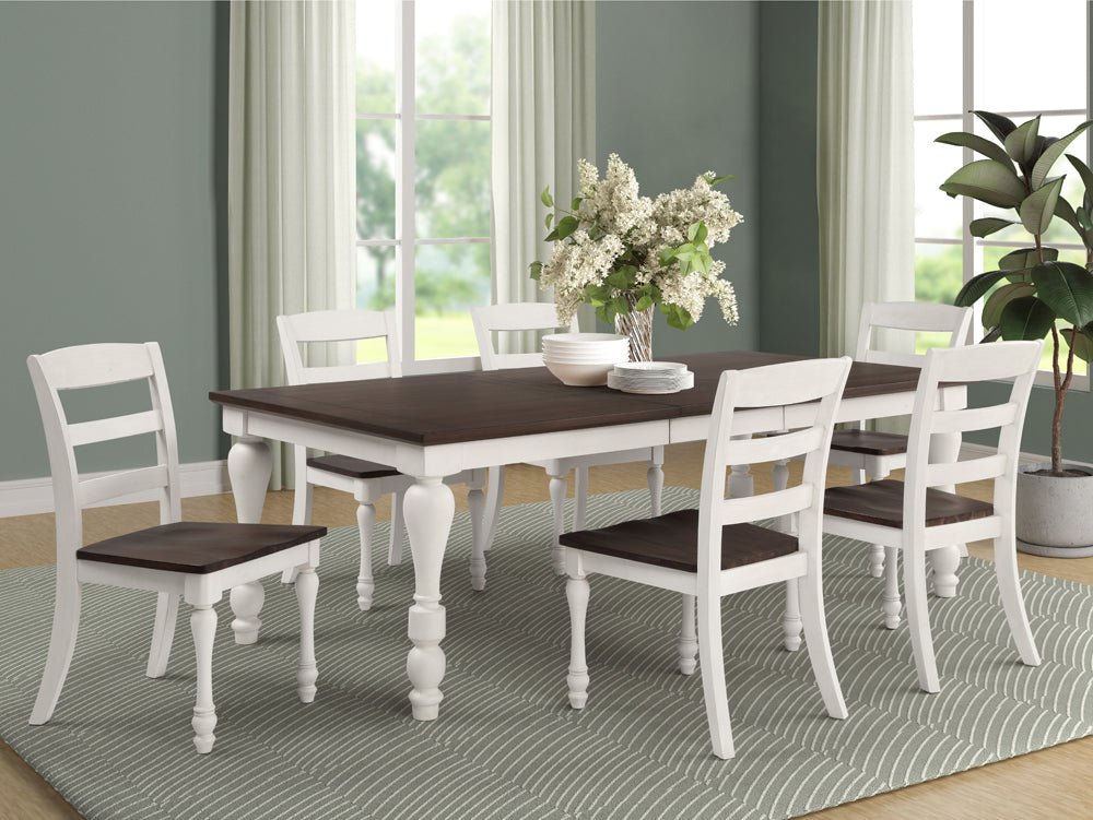 Madelyn 5 - piece Rectangle Dining Set Dark Cocoa and Coastal White | Coaster | Home Elegance USA