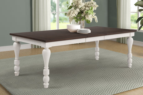 Dining Table - Madelyn Dining Table with Extension Leaf Dark Cocoa and Coastal White