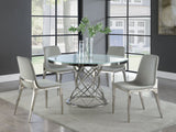 Irene 5 - piece Round Glass Top Dining Set White and Chrome | Coaster | Home Elegance USA