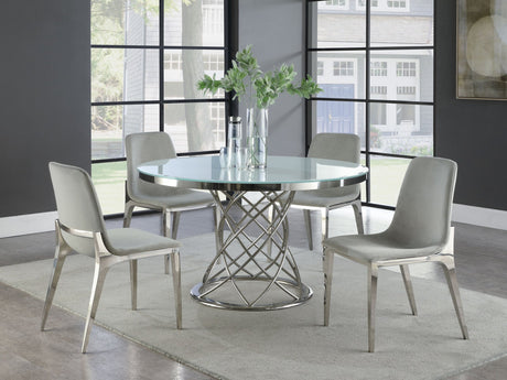 Irene 5 - piece Round Glass Top Dining Set White and Chrome - 110401 - S5 - image - 1