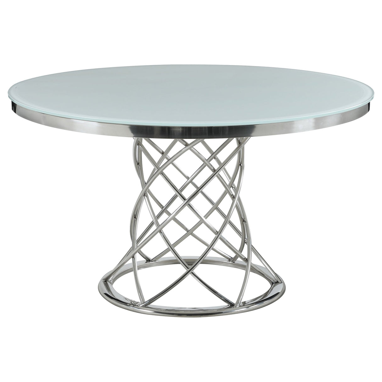 Irene 5 - piece Round Glass Top Dining Set White and Chrome | Coaster | Home Elegance USA