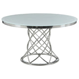 Irene 5 - piece Round Glass Top Dining Set White and Chrome | Coaster | Home Elegance USA