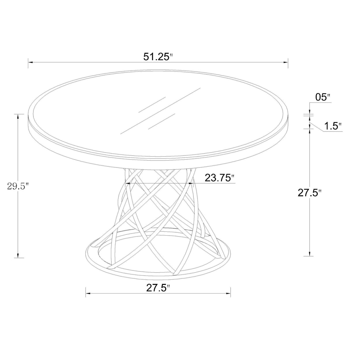 Dining Table - Irene Round Glass Top Dining Table White and Chrome