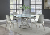 Dining Table - Irene Round Glass Top Dining Table White and Chrome