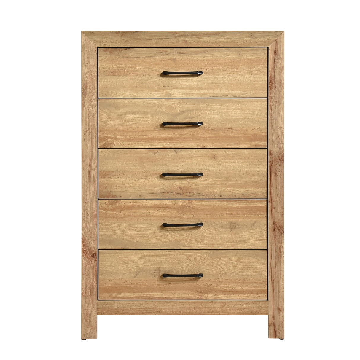 Rustic Natural Finish 5-Drawers Storage Chest Wooden Bedroom Furniture 1pc Vertical Dresser