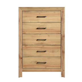 Rustic Natural Finish 5-Drawers Storage Chest Wooden Bedroom Furniture 1pc Vertical Dresser