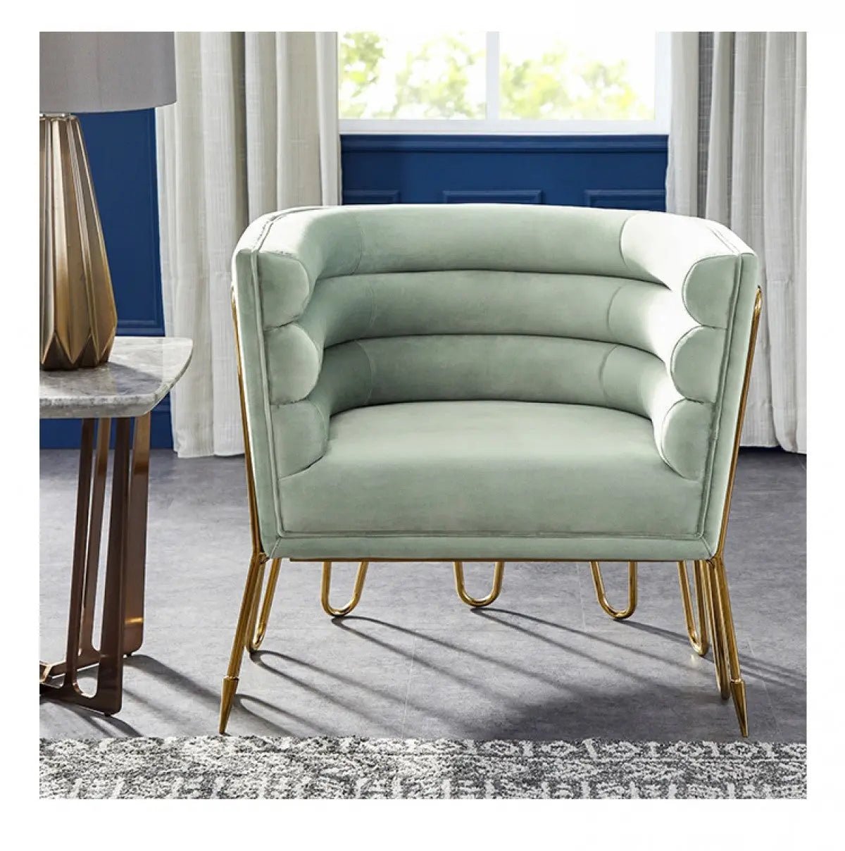 Divani Casa Bixby Modern Light Green & Gold Lounge Chair Vgca1105 - Chr - Grn - VGCA1105 - CHR - GRN - Home Elegance USA - 3