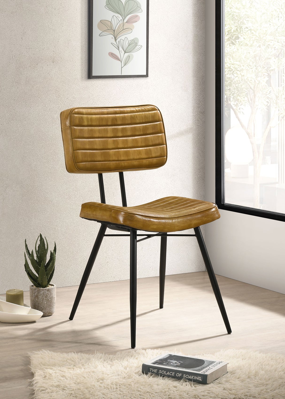 Side Chair - Misty Padded Side Chairs Camel and Black (Set of 2)