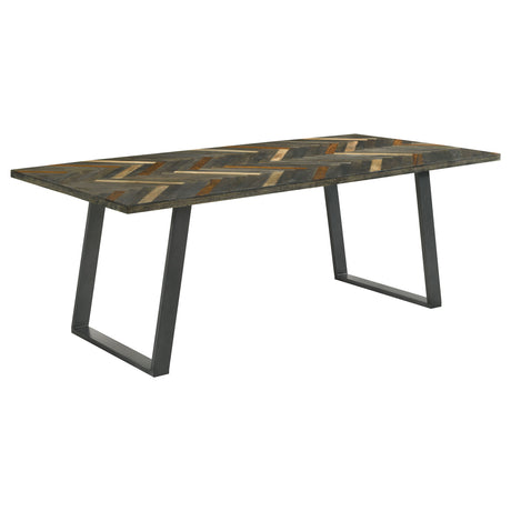 Dining Table - Misty Sled Leg Dining Table Grey Sheesham and Gunmetal