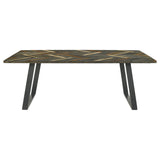 Dining Table - Misty Sled Leg Dining Table Grey Sheesham and Gunmetal