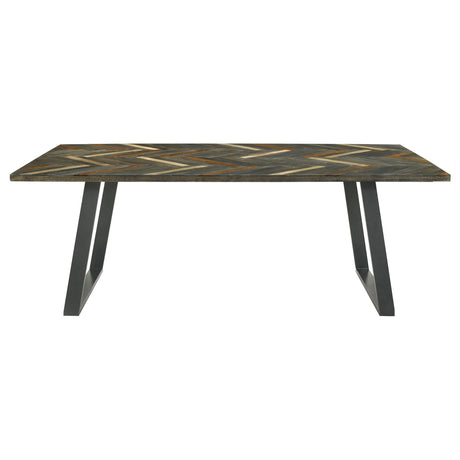 Dining Table - Misty Sled Leg Dining Table Grey Sheesham and Gunmetal