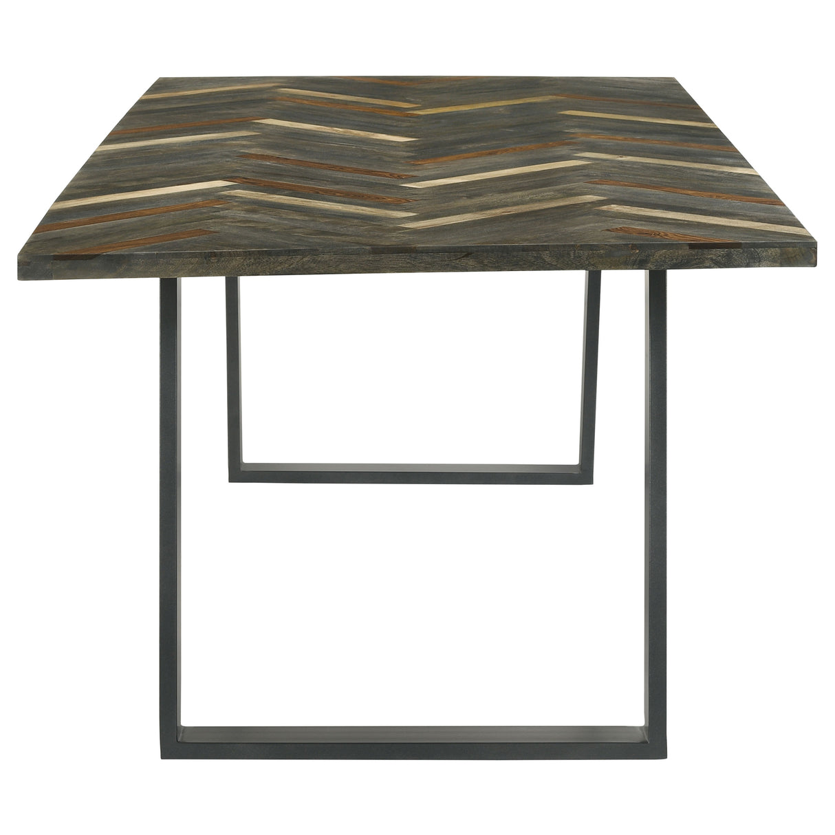 Dining Table - Misty Sled Leg Dining Table Grey Sheesham and Gunmetal