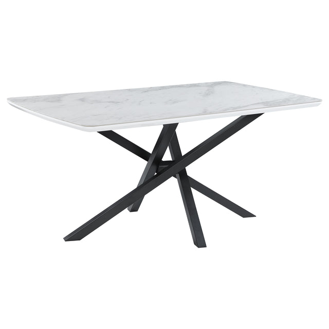 Dining Table - Paulita Rectangular Dining Table White and Gunmetal