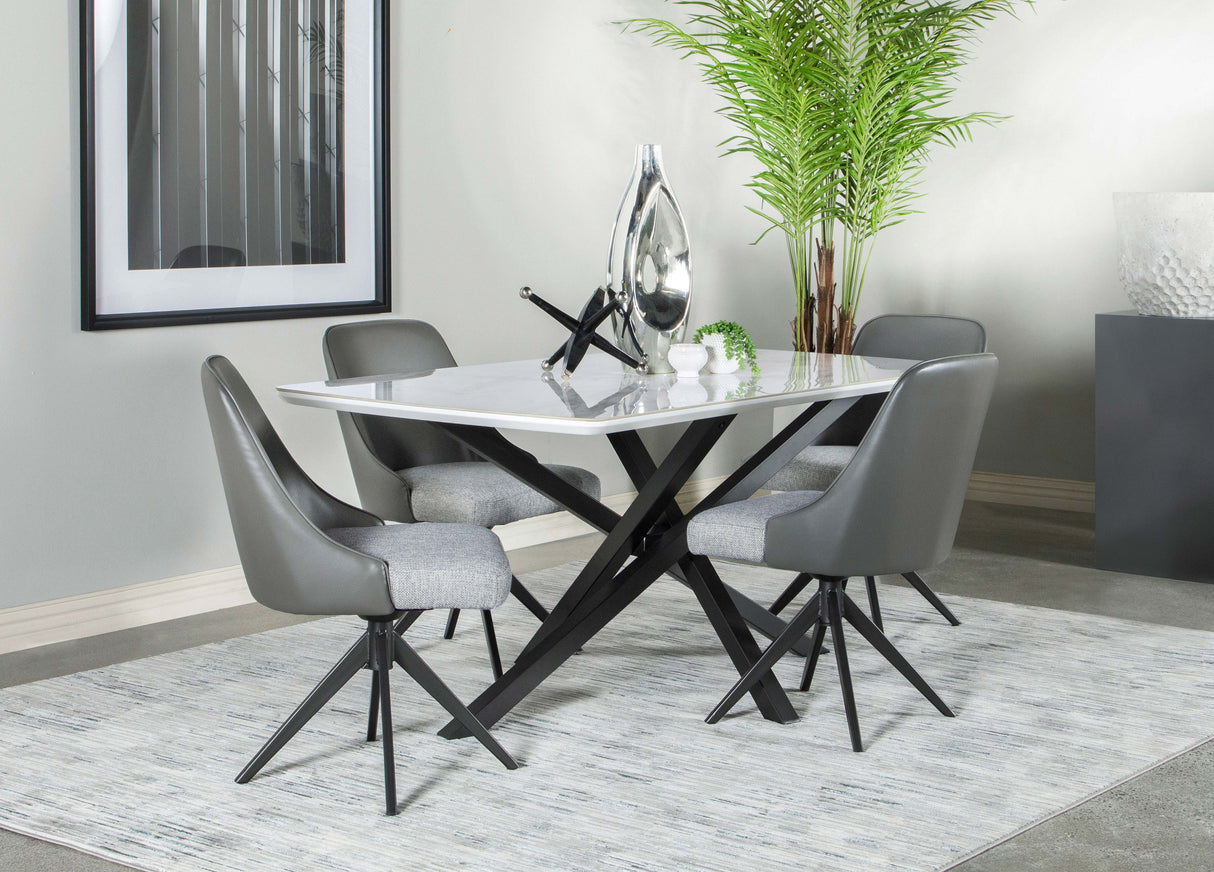 Dining Table - Paulita Rectangular Dining Table White and Gunmetal