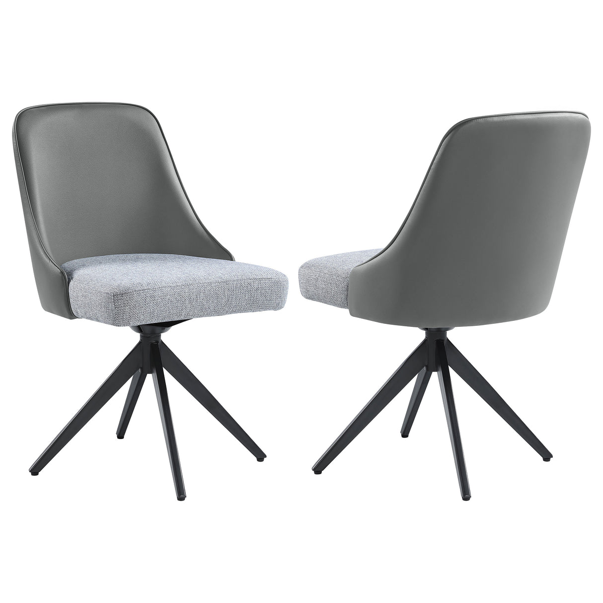 Swivel Side Chair - Paulita Upholstered Swivel Side Chairs (Set of 2) Grey and Gunmetal