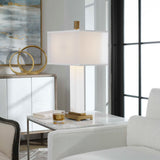 Athanas Alabaster Lamp - White / Yellow by Uttermost - View 3