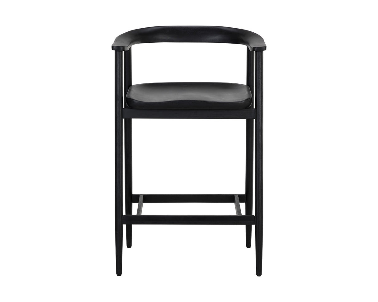 Jeremy Mid-Century Black Acacia Wood Counter Stool – Black