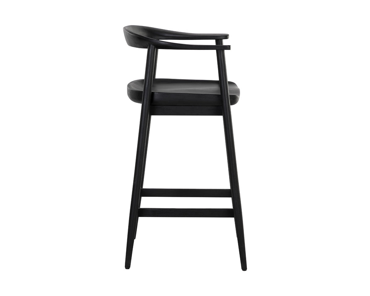 Jeremy Mid-Century Black Acacia Wood Counter Stool – Black