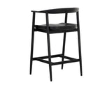 Jeremy Mid-Century Black Acacia Wood Counter Stool – Black