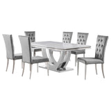 Kerwin 7 - piece Dining Room Set Grey and Chrome | Coaster | Home Elegance USA