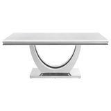 Dining Table - Kerwin Rectangle Faux Marble Top Dining Table White and Chrome