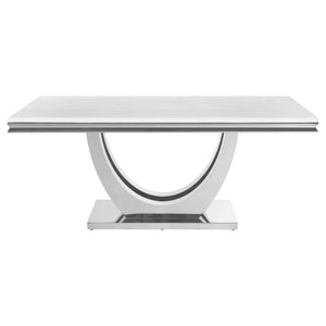 Dining Table - Kerwin Rectangle Faux Marble Top Dining Table White and Chrome