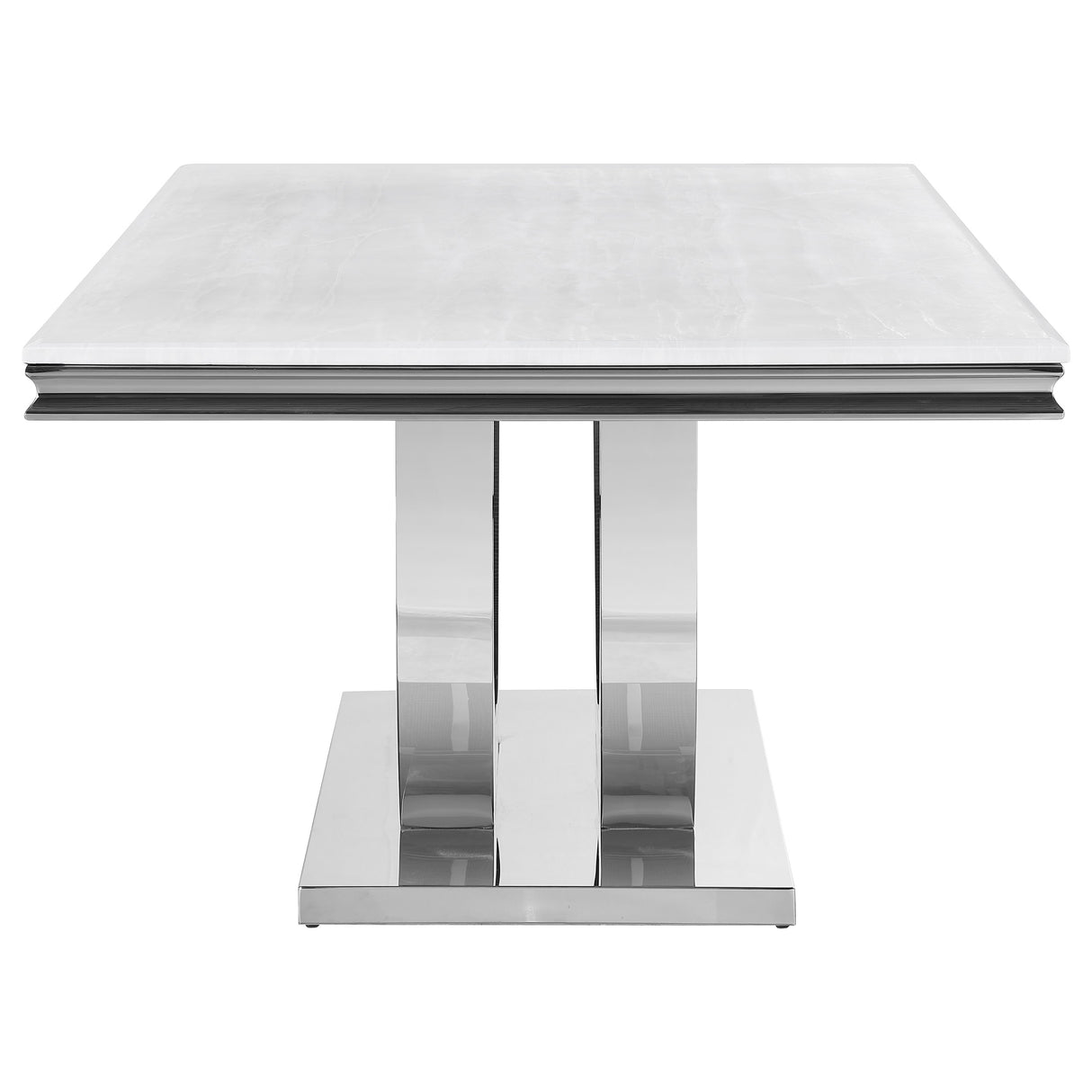 Dining Table - Kerwin Rectangle Faux Marble Top Dining Table White and Chrome