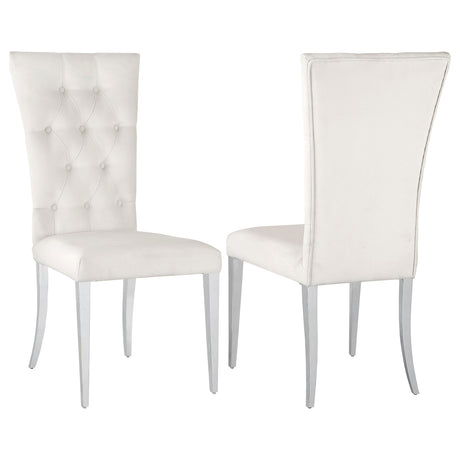 Side Chair - Kerwin Tufted Upholstered Side Chair (Set of 2) White and Chrome