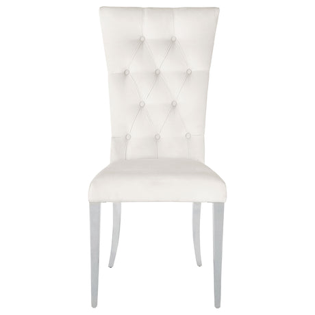 Side Chair - Kerwin Tufted Upholstered Side Chair (Set of 2) White and Chrome