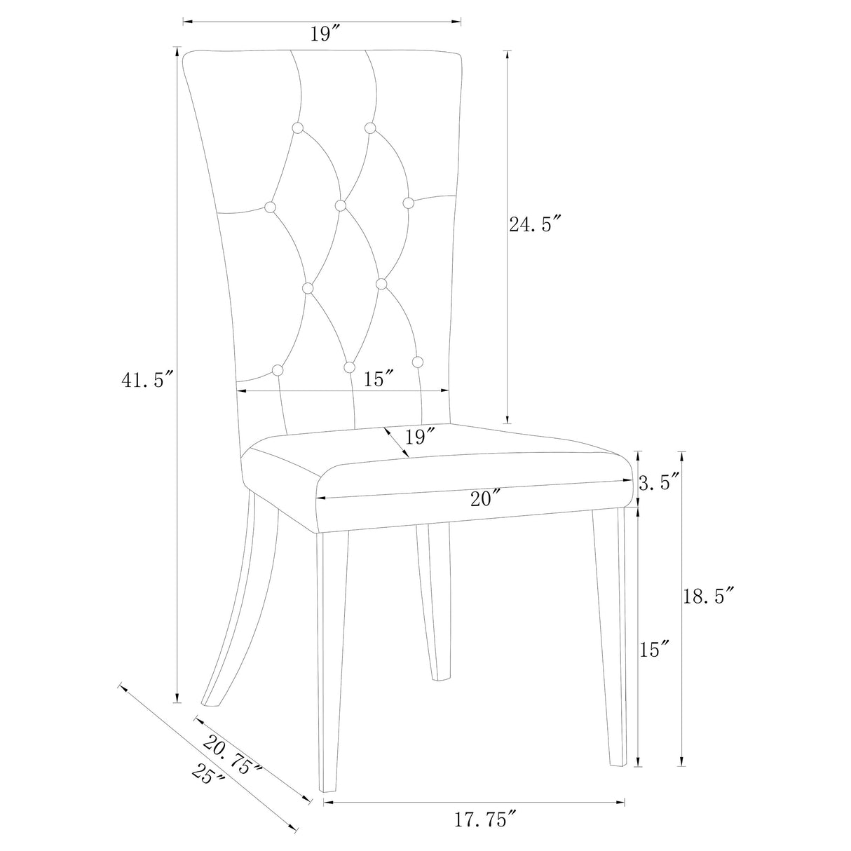 Side Chair - Kerwin Tufted Upholstered Side Chair (Set of 2) White and Chrome