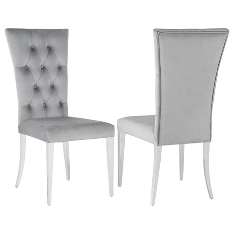 Side Chair - Kerwin Tufted Upholstered Side Chair (Set of 2) Grey and Chrome