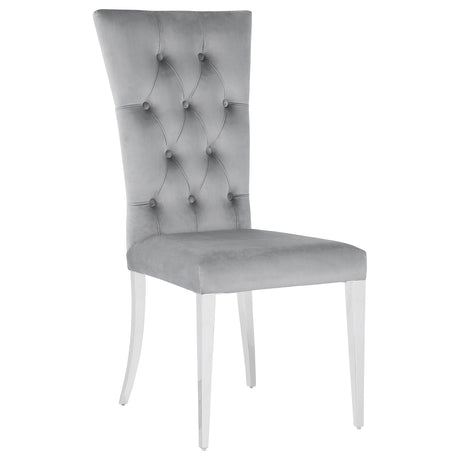 Side Chair - Kerwin Tufted Upholstered Side Chair (Set of 2) Grey and Chrome